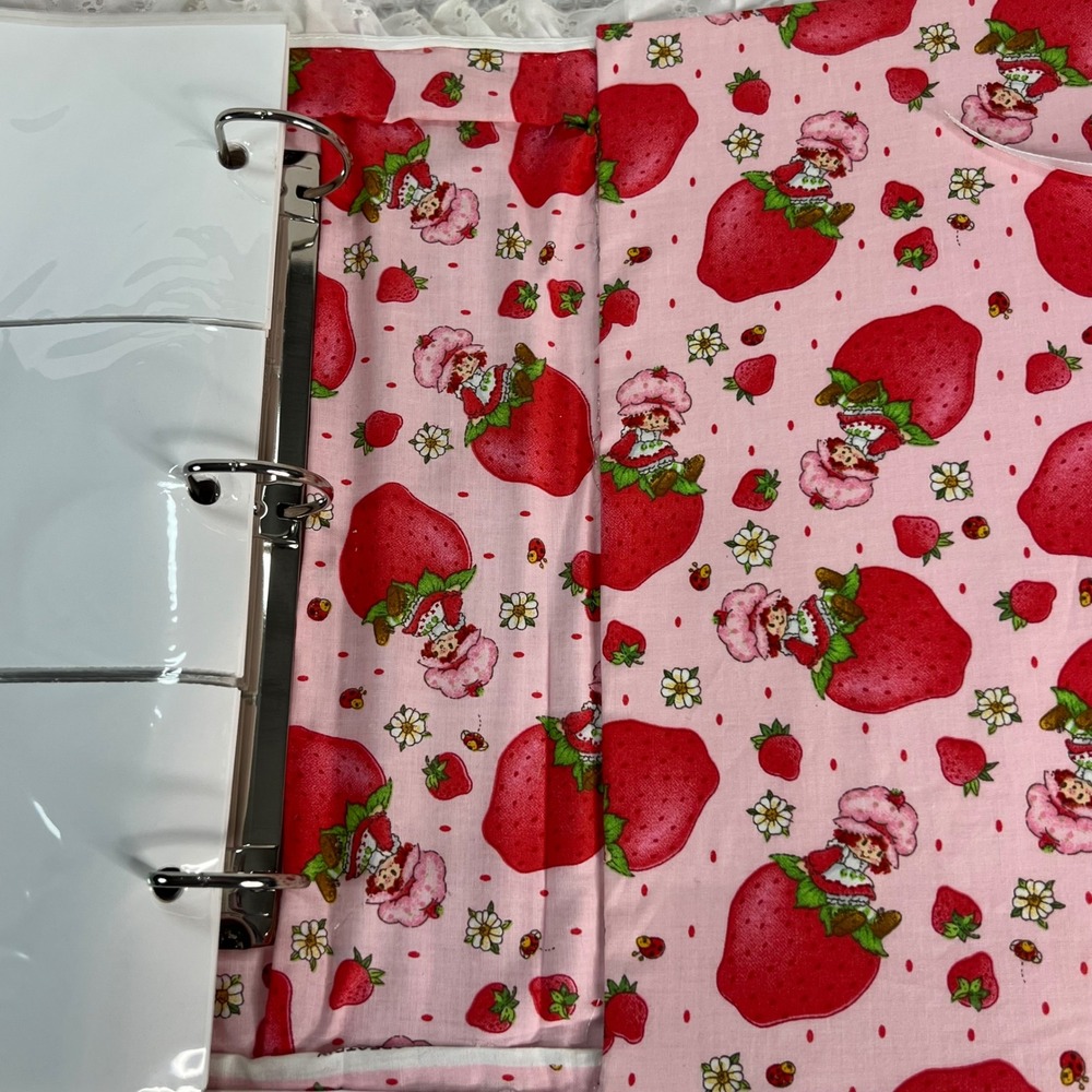 Handmade Strawberry Shortcake Fabric Photo Album 3-Ring Binder Eyelet Lace Pink - Picture 9 of 13